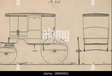 Brewster & Co., Design for Rockaway, nein 415, Brewster & Co. (American, New York), 1850-1910, Stift und schwarze Tinte, Aquarell und Gouache, Blatt: 6 1/16 x 9 Zoll. (15,4 x 22,9 cm), Zeichnungen Stockfoto