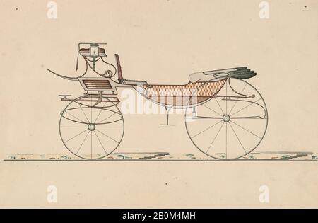 Brewster & Co., Design for Vis-à-Vis/ Barouche, nein 392, Brewster & Co. (American, New York), 1850-70, Aquarell und Tinte, 6 x 8 13 / 16 Zoll (15,2 x 22,4 cm), Zeichnungen Stockfoto