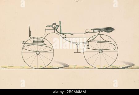 Brewster & Co., Design for Vis-à-Vis/ Barouche, nein 459, Brewster & Co. (American, New York), 1850-70, Aquarell und Tinte, 5 7/8 x 8 3/4 Zoll. (14,9 x 22,2 cm), Zeichnungen Stockfoto