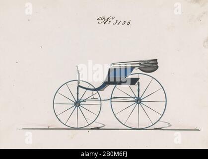 Brewster & Co., Design for Pony Phaeton, nein 3136, Brewster & Co. (American, New York), 1875, Aquarell und Tinte, Blatt: 6 11/16 x 9 3/4 Zoll. (17 x 24,8 cm), Zeichnungen Stockfoto