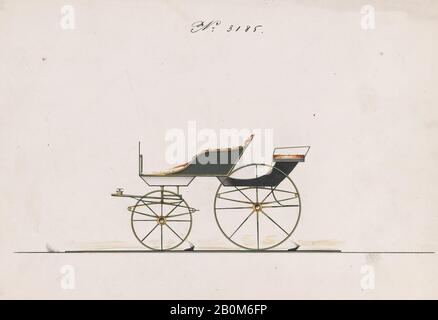 Brewster & Co., Design for Pony Phaeton, nein 3185, Brewster & Co. (American, New York), 1876, Aquarell und Tinte, Blatt: 6 11/16 x 9 1/16 Zoll. (17 x 23 cm), Zeichnungen Stockfoto