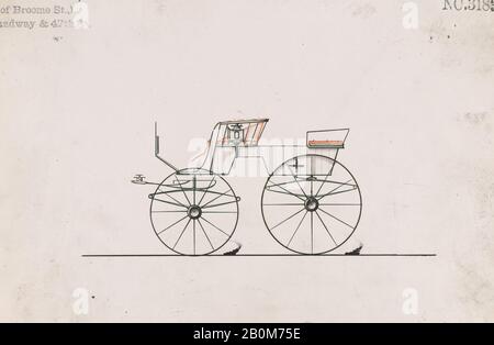 Brewster & Co., Design for 4 Seat Phaeton, no top, no 3183, Brewster & Co. (American, New York), 1876, Stift und schwarze Tinte, Blatt: 6 3/16 x 9 Zoll. (15,7 x 22,9 cm), Zeichnungen Stockfoto