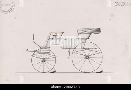 Brewster & Co., Design for 2 Seat Phaeton, nein 3036A, Brewster & Co. (American, New York), 1874, Aquarell und Tinte, Blatt: 6 3/8 x 9 1/4 Zoll. (16,2 x 23,5 cm), Zeichnungen Stockfoto