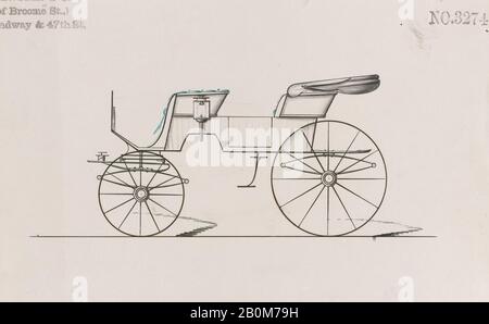 Brewster & Co., Design for 2 Seat Phaeton, nein 3274A, Brewster & Co. (American, New York), 1876, Stift und schwarze Tinte, Aquarell und Gouache, Blatt: 5 13 / 16 x 9 Zoll. (14,8 x 22,9 cm), Zeichnungen Stockfoto