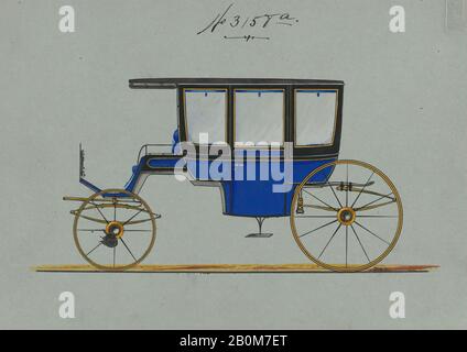 Brewster & Co., Design for 6 Seat Rockaway, nein 3158A, Brewster & Co. (American, New York), 1875, Aquarell und Tinte, Blatt: 6 3/4 × 9 1/8 Zoll. (17,1 × 23,2 cm), Zeichnungen Stockfoto