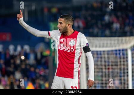 Hakim Ziyech vom AFC Ajax wurde während der UEFA Europa League Runde von 8 Spielen im ersten Durchgang zwischen Getafe CF und AFC Ajax Amsterdam im Coliseum Alfonso Perez in Getafe gesehen.(Endstand; Getafe CF 2:0 AFC) Stockfoto