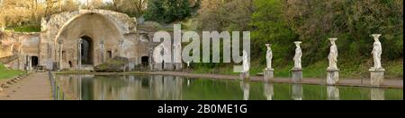 Villa Adriana - Hadrians Villa - Tivoli (Canopo-Karyatiden), UNESCO-Weltkulturerbe - Latium, Italien, Europa Stockfoto