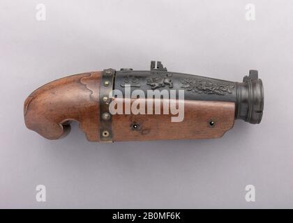 Hand Cannon, Japanisch, 19. Jahrhundert, Japanisch, Bronze, Holz, L 18 3/4 Zoll (47,6 cm), Feuerarm-Hand-Cannon Stockfoto