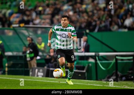 Marcos Acuna von Sporting CP während der 1. Runde der UEFA Europa League mit 32 Spielen zwischen Sporting CP und Istanbul Basaksehir im Jose Alvalade Stadium in Lissabon im Einsatz. (Endstand; Sporting CP 3:1 Istanbul Basaksehir) Stockfoto