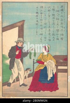 筆者不詳, Das Leben der Großen Menschen des Abendlandes (Taisei ijin den): John Heathcoat (1783-1861), Japan, Meiji-Zeit (219-1912), 筆者不詳, Ca. 1870, Japan, Polychrome Holzblockdruck; Tinte und Farbe auf Papier, Bild: 13 1/4 x 9 1/4 Zoll (33,7 x 23,5 cm), Ausdrucke Stockfoto