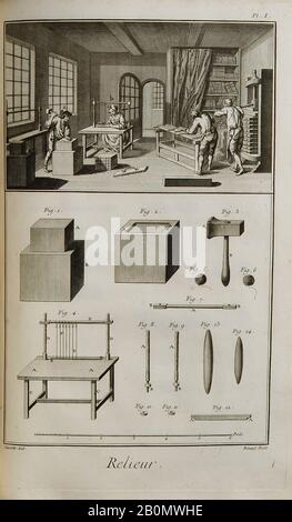 Denis Diderot, Encyclopédie, ou Dictionnaire raisonné des Sciences, des arts et des métiers, Denis Diderot (französisch, 1713-1744), Jean Le Rond d d'Alembert (französisch, 1717-1783), 1751-65, Paris, Frankreich, 17 Bände; H: 15 3/4 Zoll (40 cm Stockfoto