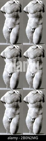 Marmorstatue eines Jungen, Roman, Frühimperial, Datum 1. Jahrhundert A.D., Roman, Marmor, H. 16 3/4 Zoll (42,6 cm), Steinbildhauerei Stockfoto