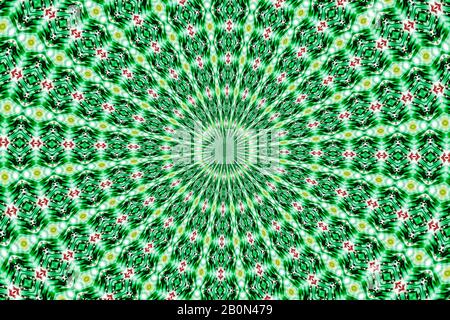 Grünes Kaleidoskop-Hintergrundmuster Stockfoto