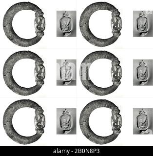 Silberner Schwenkring mit Skarabäus, zypriotisch, Archaisch, Datum 8.-Anfang 7. Jahrhundert v. Chr., zypriotisch, Silber, sard, Andere: 3/8 x 3/16 x 1/4 Zoll. (1 x 0,5 x 0,7 cm), Durchmesser: 1 11/16 Zoll (4,3 cm Stockfoto