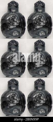 Schnupftabakflasche mit Stopper, China, Qing-Dynastie (1644-1911), Datum 18.-19. Jahrhundert, China, Agate, H. 2 3/4 Zoll (7 cm), Schnupftabakflaschen Stockfoto