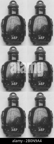 Schnupftabakflasche mit Stopper, China, Qing-Dynastie (1644-1911), Datum 18.-19. Jahrhundert, China, Agate, meliert, H. 3 Zoll (7,6 cm), Schnupftabakflaschen Stockfoto