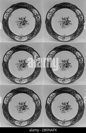 Sèvres Manufactory, Plate (assiette à palmes) (1 von 102) (Teil eines Dienstes), French, Sèvres, Sèvres Manufactory (Französisch, 1767-heute), French, Sèvres, Softpaste Porzellan, Durchmesser: 9 3/4 Zoll. (24,8 cm), Ceramics-Porzellan Stockfoto