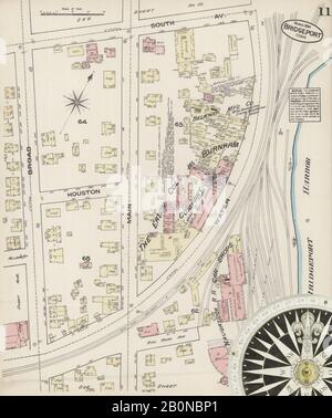 Bild 11 von Sanborn Fire Insurance Map aus Bridgeport, Fairfield County, Connecticut. März 1884. 20 Blatt(e), Amerika, Straßenkarte mit einem Kompass Aus Dem 19. Jahrhundert Stockfoto