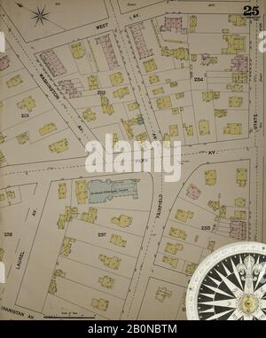 Bild 25 von Sanborn Fire Insurance Map aus Bridgeport, Fairfield County, Connecticut. Im Jahr 1889. 37 Blatt(e). Bound, Amerika, Straßenkarte mit einem Kompass Aus Dem 19. Jahrhundert Stockfoto