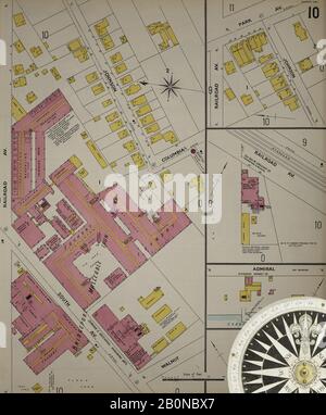 Bild 11 von Sanborn Fire Insurance Map aus Bridgeport, Fairfield County, Connecticut. 1898. 75 Blatt(e). Bound, Amerika, Straßenkarte mit einem Kompass Aus Dem 19. Jahrhundert Stockfoto