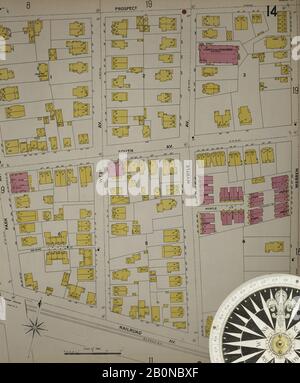 Bild 15 von Sanborn Fire Insurance Map aus Bridgeport, Fairfield County, Connecticut. 1898. 75 Blatt(e). Bound, Amerika, Straßenkarte mit einem Kompass Aus Dem 19. Jahrhundert Stockfoto