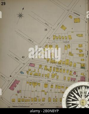 Bild 30 von Sanborn Fire Insurance Map aus Bridgeport, Fairfield County, Connecticut. 1898. 75 Blatt(e). Bound, Amerika, Straßenkarte mit einem Kompass Aus Dem 19. Jahrhundert Stockfoto