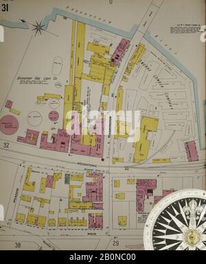 Bild 32 von Sanborn Fire Insurance Map aus Bridgeport, Fairfield County, Connecticut. 1898. 75 Blatt(e). Bound, Amerika, Straßenkarte mit einem Kompass Aus Dem 19. Jahrhundert Stockfoto