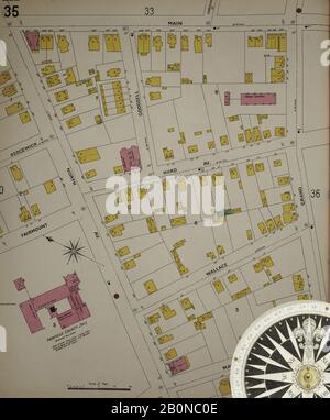 Bild 36 von Sanborn Fire Insurance Map aus Bridgeport, Fairfield County, Connecticut. 1898. 75 Blatt(e). Bound, Amerika, Straßenkarte mit einem Kompass Aus Dem 19. Jahrhundert Stockfoto