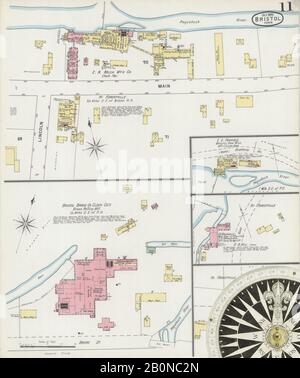 Bild 11 von Sanborn Fire Insurance Map aus Bristol, Hartford County, Connecticut. Okt. 11 Blatt(e). Umfasst Forestville, Amerika, Straßenkarte mit einem Kompass Aus Dem 19. Jahrhundert Stockfoto