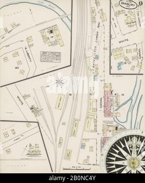 Bild 9 von Sanborn Fire Insurance Map aus Danbury, Fairfield County, Connecticut. Sep. 10 Blatt(e), Amerika, Straßenkarte mit einem Kompass Aus Dem 19. Jahrhundert Stockfoto