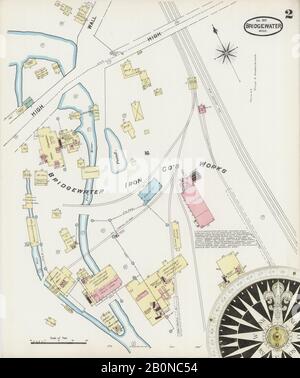 Bild 2 von Sanborn Fire Insurance Map aus Bridgewater, Plymouth County, Massachusetts. Apr. 5 Blatt(e), Amerika, Straßenkarte mit einem Kompass Aus Dem 19. Jahrhundert Stockfoto