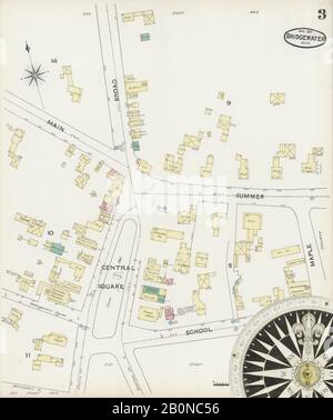 Bild 3 von Sanborn Fire Insurance Map aus Bridgewater, Plymouth County, Massachusetts. Apr. 5 Blatt(e), Amerika, Straßenkarte mit einem Kompass Aus Dem 19. Jahrhundert Stockfoto