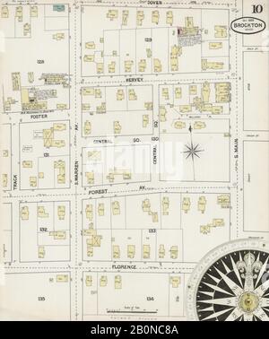 Bild 10 von Sanborn Fire Insurance Map aus Brockton, Plymouth County, Massachusetts. Okt. 31 Blatt(e), Amerika, Straßenkarte mit einem Kompass Aus Dem 19. Jahrhundert Stockfoto