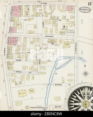 Bild 17 von Sanborn Fire Insurance Map aus Brockton, Plymouth County, Massachusetts. Okt. 31 Blatt(e), Amerika, Straßenkarte mit einem Kompass Aus Dem 19. Jahrhundert Stockfoto