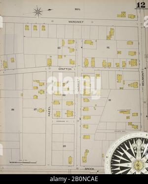 Bild 13 von Sanborn Fire Insurance Map aus Brockton, Plymouth County, Massachusetts. 1893. 52 Blatt(e). Bound, Amerika, Straßenkarte mit einem Kompass Aus Dem 19. Jahrhundert Stockfoto