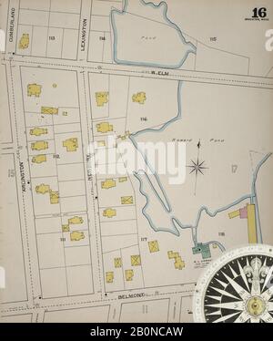 Bild 17 von Sanborn Fire Insurance Map aus Brockton, Plymouth County, Massachusetts. 1893. 52 Blatt(e). Bound, Amerika, Straßenkarte mit einem Kompass Aus Dem 19. Jahrhundert Stockfoto