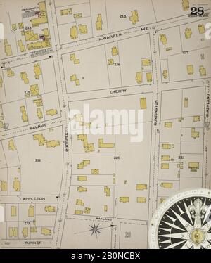 Bild 29 von Sanborn Fire Insurance Map aus Brockton, Plymouth County, Massachusetts. 1893. 52 Blatt(e). Bound, Amerika, Straßenkarte mit einem Kompass Aus Dem 19. Jahrhundert Stockfoto
