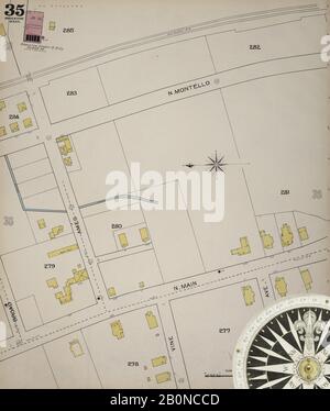 Bild 36 von Sanborn Fire Insurance Map aus Brockton, Plymouth County, Massachusetts. 1893. 52 Blatt(e). Bound, Amerika, Straßenkarte mit einem Kompass Aus Dem 19. Jahrhundert Stockfoto