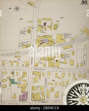 Bild 39 von Sanborn Fire Insurance Map aus Brockton, Plymouth County, Massachusetts. 1893. 52 Blatt(e). Bound, Amerika, Straßenkarte mit einem Kompass Aus Dem 19. Jahrhundert Stockfoto