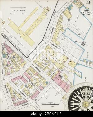 Bild 12 von Sanborn Fire Insurance Map aus Chelsea, Suffolk County, Massachusetts. März 1889. 25 Blatt(e), Amerika, Straßenkarte mit einem Kompass Aus Dem 19. Jahrhundert Stockfoto