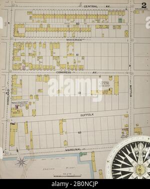 Bild 3 von Sanborn Fire Insurance Map aus Chelsea, Suffolk County, Massachusetts. 1894. 38 Blatt(e). Bound, Amerika, Straßenkarte mit einem Kompass Aus Dem 19. Jahrhundert Stockfoto