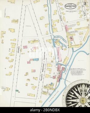 Bild 3 von Sanborn Fire Insurance Map aus New Hartford, Litchfield County, Connecticut. Sep. 1892. 3 Blatt(e), Amerika, Straßenkarte mit einem Kompass Aus Dem 19. Jahrhundert Stockfoto