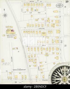 Bild 19 von Sanborn Fire Insurance Map aus Everett, Middlesex County, Massachusetts. Juni 1897. 27 Blatt(e), Amerika, Straßenkarte mit einem Kompass Aus Dem 19. Jahrhundert Stockfoto