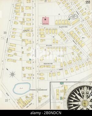 Bild 22 von Sanborn Fire Insurance Map aus Everett, Middlesex County, Massachusetts. Juni 1897. 27 Blatt(e), Amerika, Straßenkarte mit einem Kompass Aus Dem 19. Jahrhundert Stockfoto