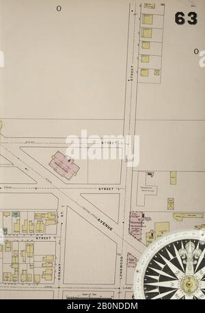 Bild 6 von Sanborn Fire Insurance Map aus Boston, Suffolk County, Massachusetts. Bd. 3, Im Jahre 1888. 81 Blatt(e). Umfasst Roxbury, West Roxbury, Teile von Brighton, Brookline. Doppeltgepappte Platten mit der Nummer 62-100. Bound, Amerika, Straßenkarte mit einem Kompass Aus Dem 19. Jahrhundert Stockfoto