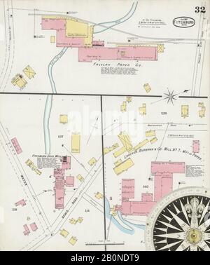 Bild 32 von Sanborn Fire Insurance Map aus Fitchburg, Worcester County, Massachusetts. Februar 1897. 32 Blatt(e), Amerika, Straßenkarte mit einem Kompass Aus Dem 19. Jahrhundert Stockfoto