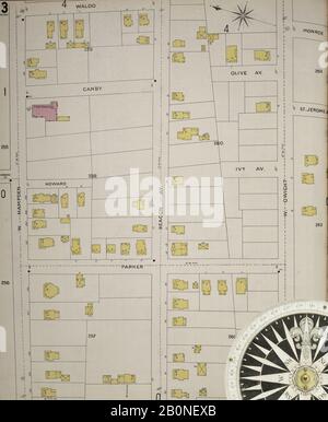 Bild 4 von Sanborn Fire Insurance Map aus Holyoke, Hampden County, Massachusetts. Im Jahr 1895. 51 Blatt(e). Bound, Amerika, Straßenkarte mit einem Kompass Aus Dem 19. Jahrhundert Stockfoto