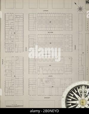 Bild 17 von Sanborn Fire Insurance Map aus Holyoke, Hampden County, Massachusetts. Im Jahr 1895. 51 Blatt(e). Bound, Amerika, Straßenkarte mit einem Kompass Aus Dem 19. Jahrhundert Stockfoto