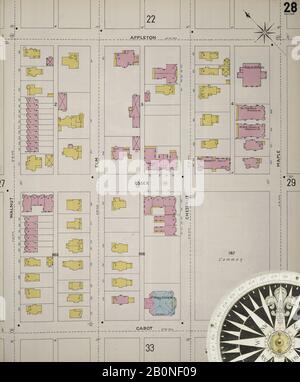 Bild 29 von Sanborn Fire Insurance Map aus Holyoke, Hampden County, Massachusetts. Im Jahr 1895. 51 Blatt(e). Bound, Amerika, Straßenkarte mit einem Kompass Aus Dem 19. Jahrhundert Stockfoto