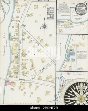 Bild 1 von Sanborn Fire Insurance Map aus Westport, Fairfield County, Connecticut. März 1891. 2 Blatt(e), Amerika, Straßenkarte mit einem Kompass Aus Dem 19. Jahrhundert Stockfoto
